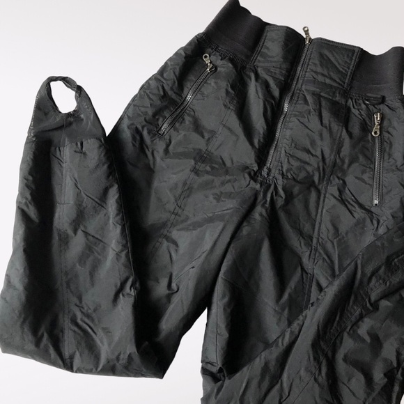 BLACK bear ski pants stirrups mesh nylon insulated rib high waist elastic black - Picture 2 of 11